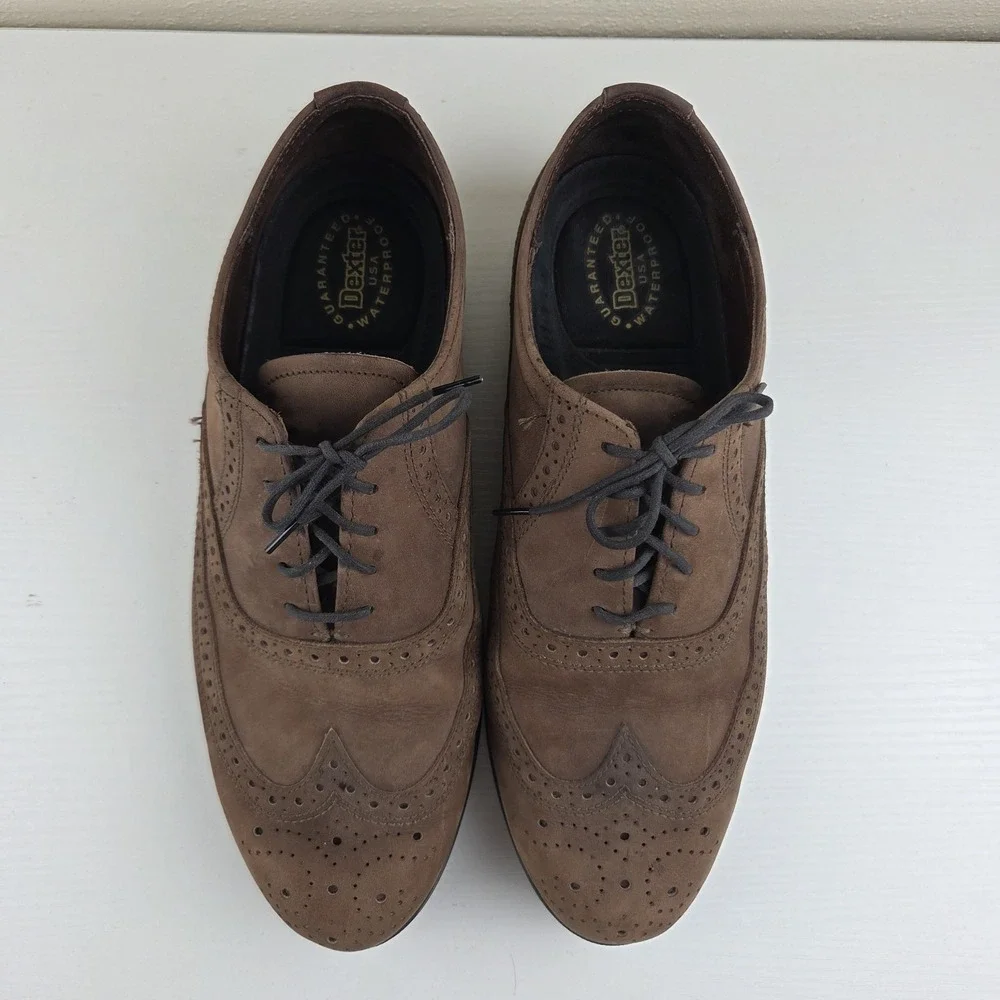 Dexter Men's Brown Suede Leather Waterproof Wing Tip Lace Up Shoes‎ Size 10.5 WW